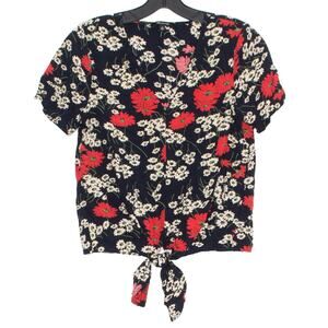 Madewell Top Boho Retro Girly Festival Romantic Summer Tie Floral Blue Red XS